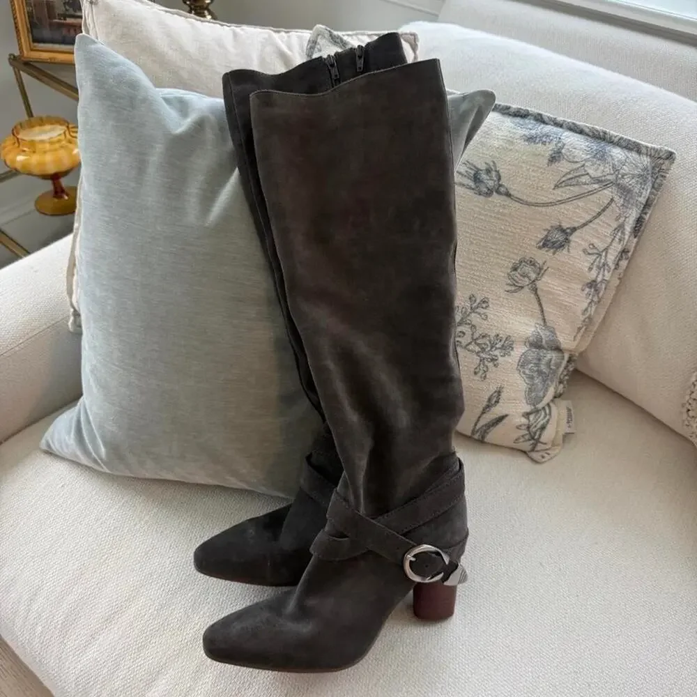 Gray aerosoles suede knee high boots